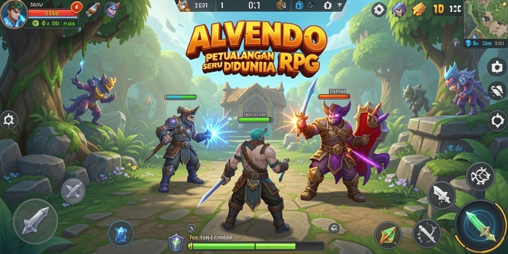 Tampilan menarik dari gameplay RPG ALVENDO yang penuh aksi.