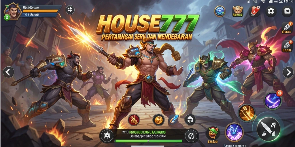 Screenshot utama menunjukkan pertempuran seru dalam permainan Fighting.