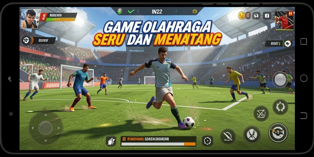 Tampilan gameplay seru dan dinamis dari IN22 yang menggambarkan aksi olahraga.