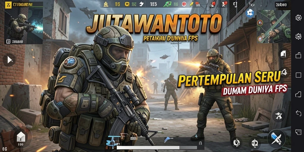 Screenshot JUTAWANTOTO menunjukkan aksi mendebarkan dalam gameplay FPS.