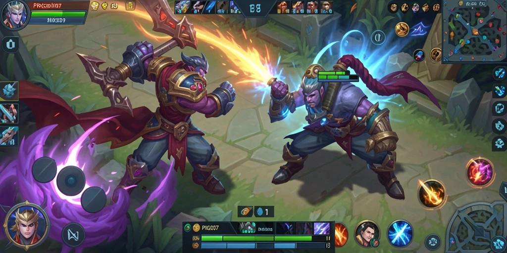 Tangkapan layar gameplay seru dalam PRG007 MOBA.